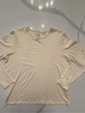 L.L. Bean Women's Long Sleeve Crewneck Tee in Cream